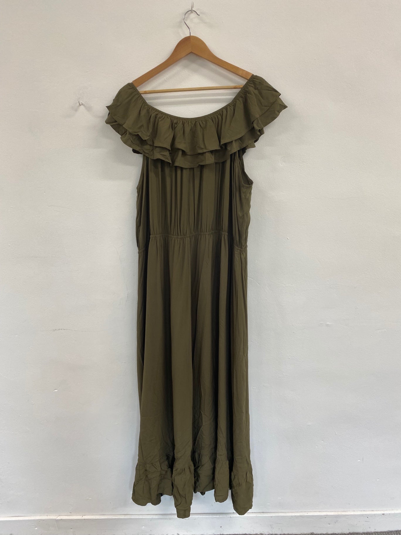 Boho Chic LTS Olive Green Bardot Maxi Dress UK26-28 SB001