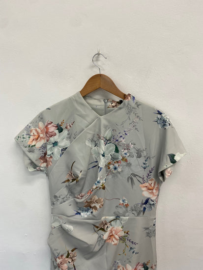 Fabulous Phase Eight Dress Uk14 duck egg floral wedding guest HK001