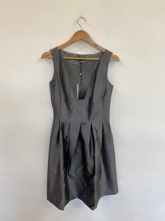 Fabulous Austin Reed Silk Silver Midi Dress UK10 AF001