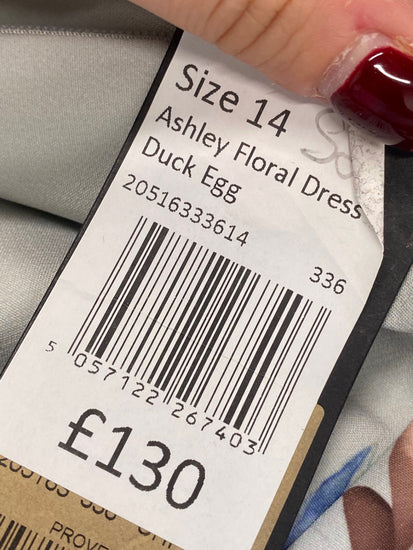 Fabulous Phase Eight Dress Uk14 duck egg floral wedding guest HK001