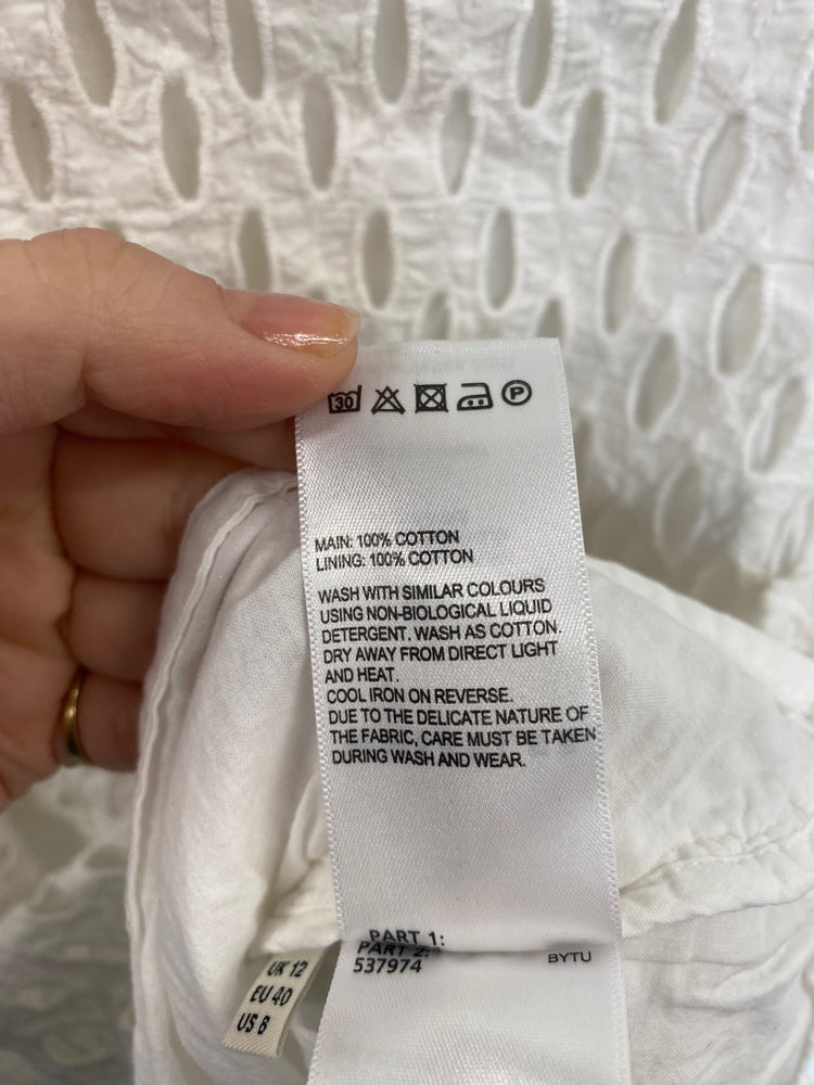 Fabulous Whistles Off-white Broderie Blouse UK12 CD434