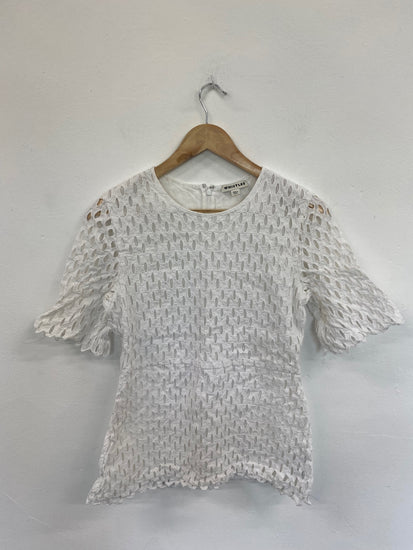 Fabulous Whistles Off-white Broderie Blouse UK12 CD434