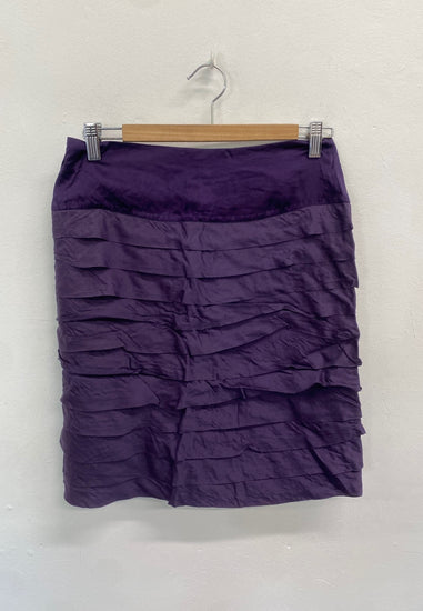 Fabulous REISS Skirt Uk 10 Purple tiered ruffle CD434