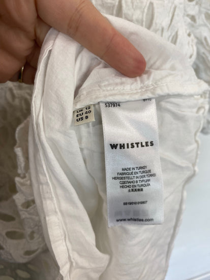 Fabulous Whistles Off-white Broderie Blouse UK12 CD434