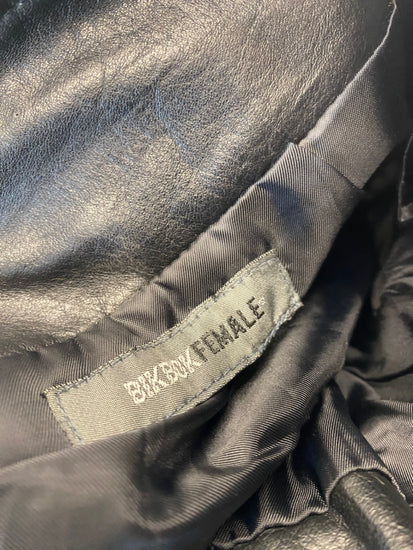 Fabulous BikBok leather Y2K Vintage mini Skirt UkL Black Pockets CD434