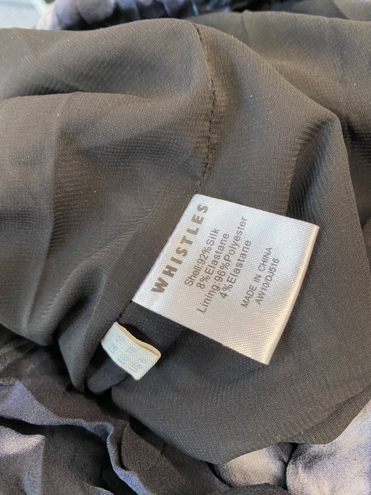 Fabulous Whistles silk ruffle mini Dress UK10 Navy tie die Party occasion CD434