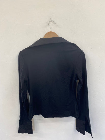 Fabulous Blanc Nature Black Lace Panel Blouse UK16 NR001