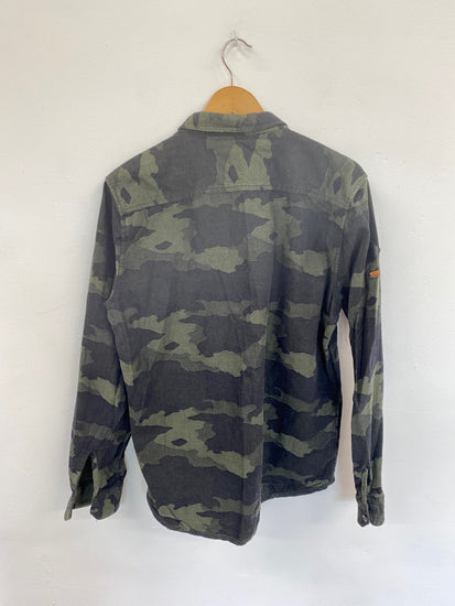 Classic Superdry Khaki Camo Denim Shirt UK XL ML435