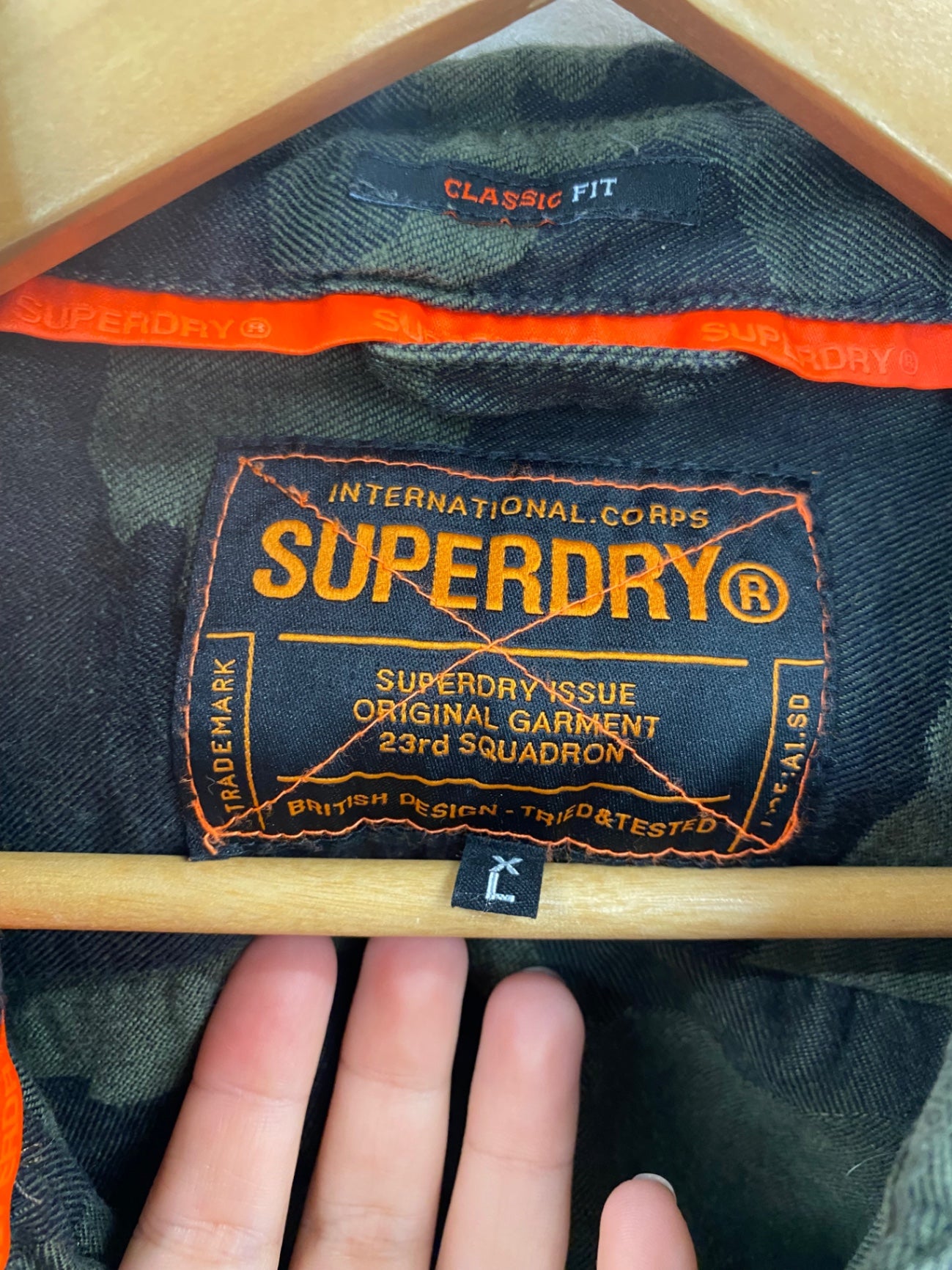 Classic Superdry Khaki Camo Denim Shirt UK XL ML435
