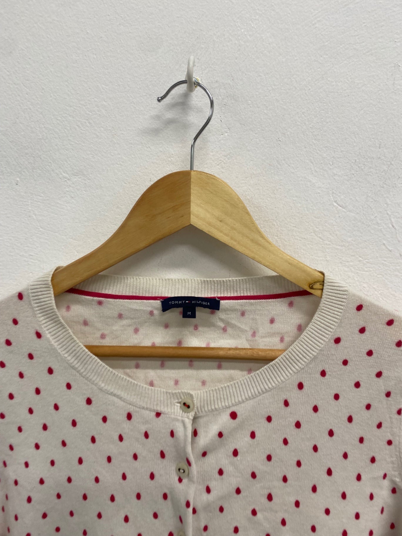 Fabulous Tommy Hilfiger Cardigan UK M Cream spotted cute ML435