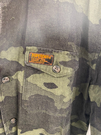 Classic Superdry Khaki Camo Denim Shirt UK XL ML435