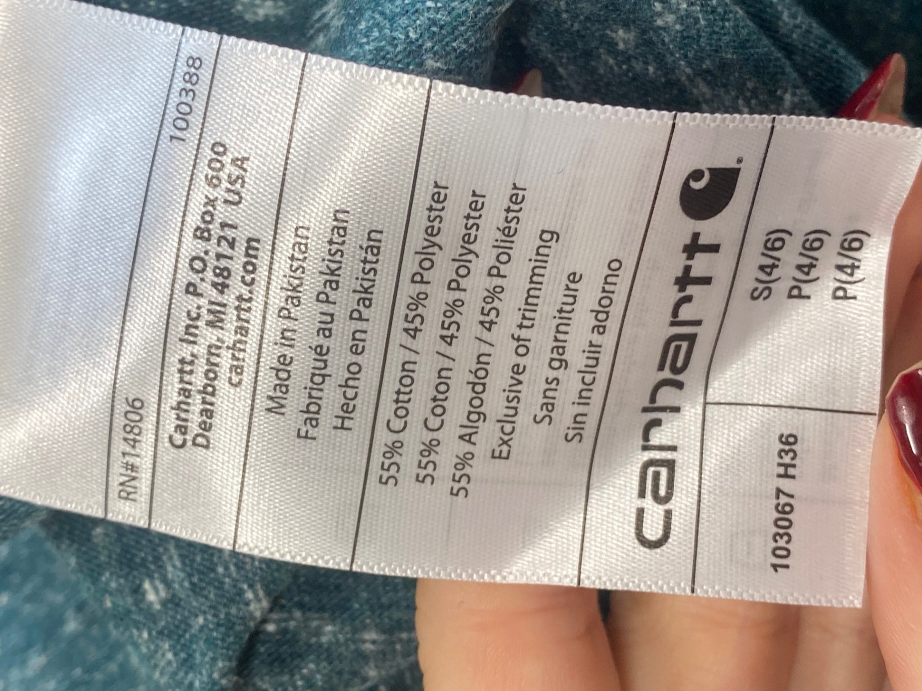 Classic carhartt T-Shirt UK S Teal loose fit PM002