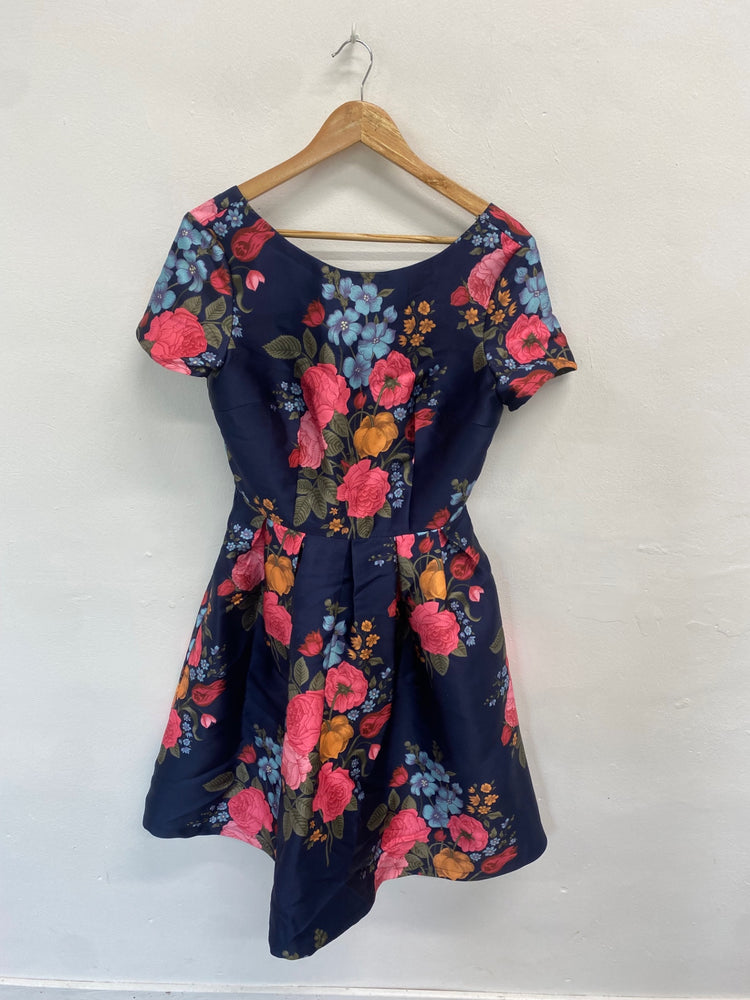 Fabulous Chi chi london Dress UK 12 Navy floral special occassion NM001