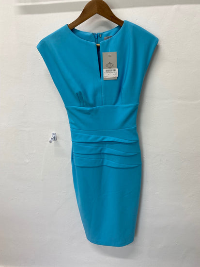 Fabulous Diva fitted party formal Dress UK S Light Blue SN005