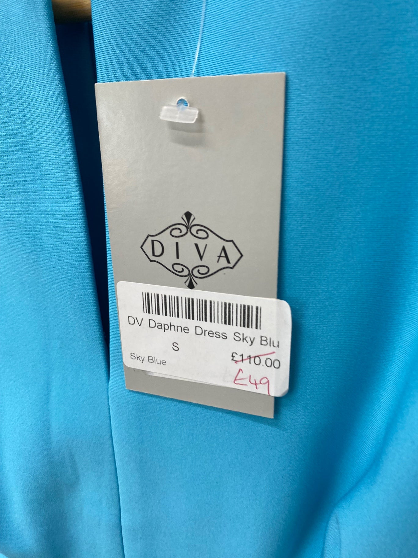 Fabulous Diva fitted party formal Dress UK S Light Blue SN005