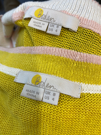 Fabulous Boden knit Linen Twin Set Uk8 Yellow & Pink Cottage core SN005
