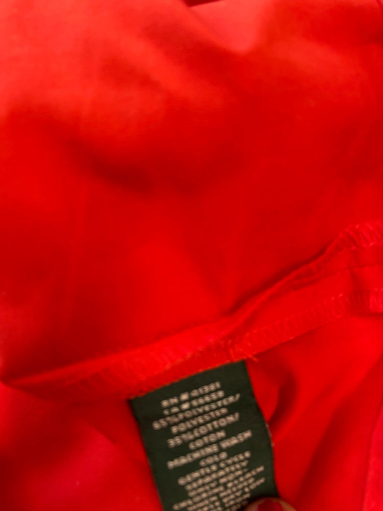 Fabulous Ralph Lauren broderie sleeve Dress UK10 Red Fine cotton SN005