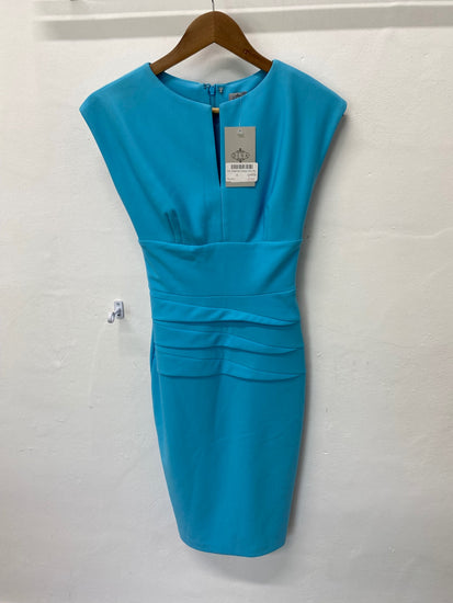 Fabulous Diva fitted party formal Dress UK S Light Blue SN005