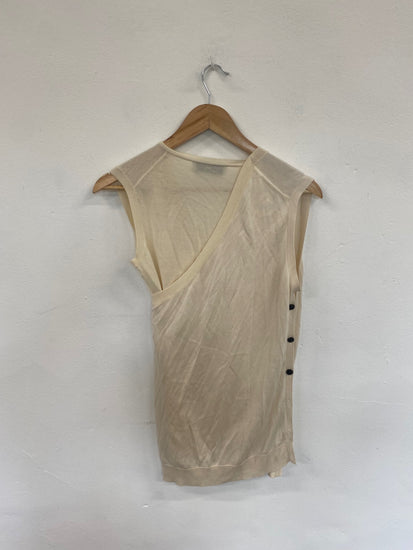 Fabulous Pringle Asymmetric Silk Wool Blend Cream Jumper UK S KB001