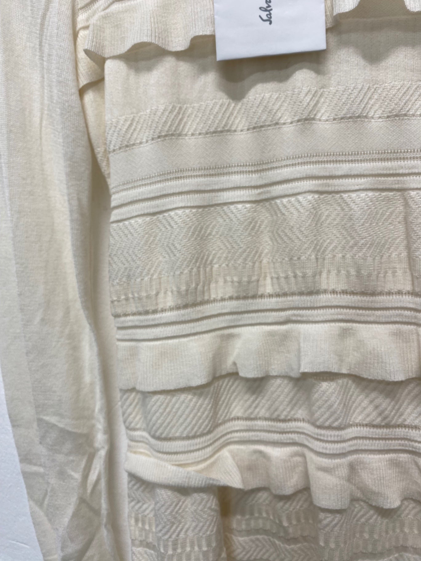 Fabulous Salvatore Ferragamo tiered knitted Dress UKS Cream Stunning KB001