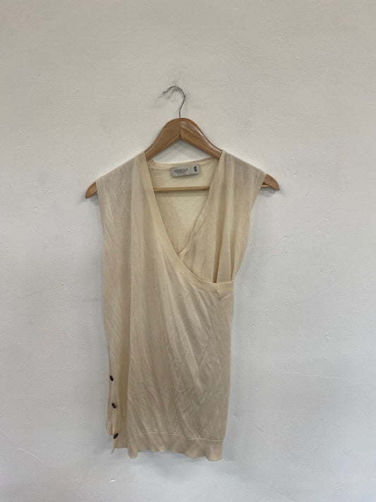 Fabulous Pringle Asymmetric Silk Wool Blend Cream Jumper UK S KB001