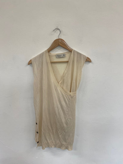 Fabulous Pringle Asymmetric Silk Wool Blend Cream Jumper UK S KB001