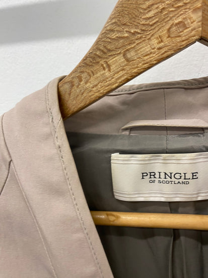 Fabulous PRINGLE Scotland smart midi coat  UK10 Beige & Grey KB001