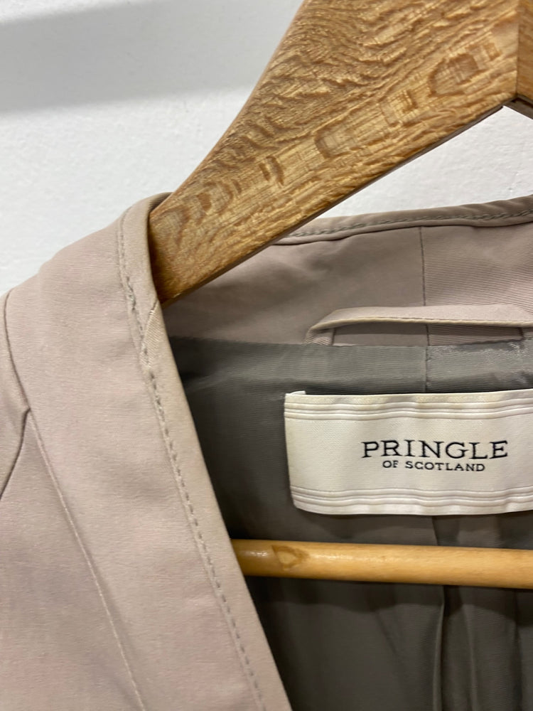 Fabulous PRINGLE Scotland smart midi coat  UK10 Beige & Grey KB001