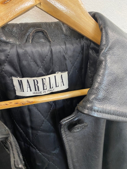 Fabulous Marella Leather Coat UK14 Black KB001