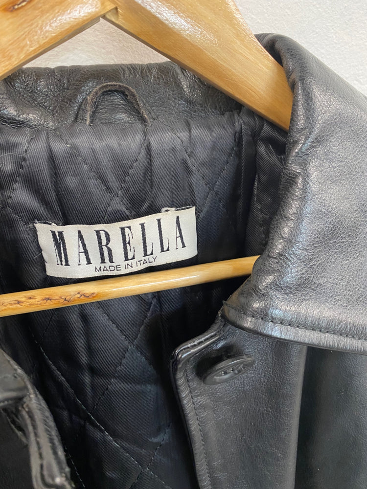 Fabulous Marella Leather Coat UK14 Black KB001
