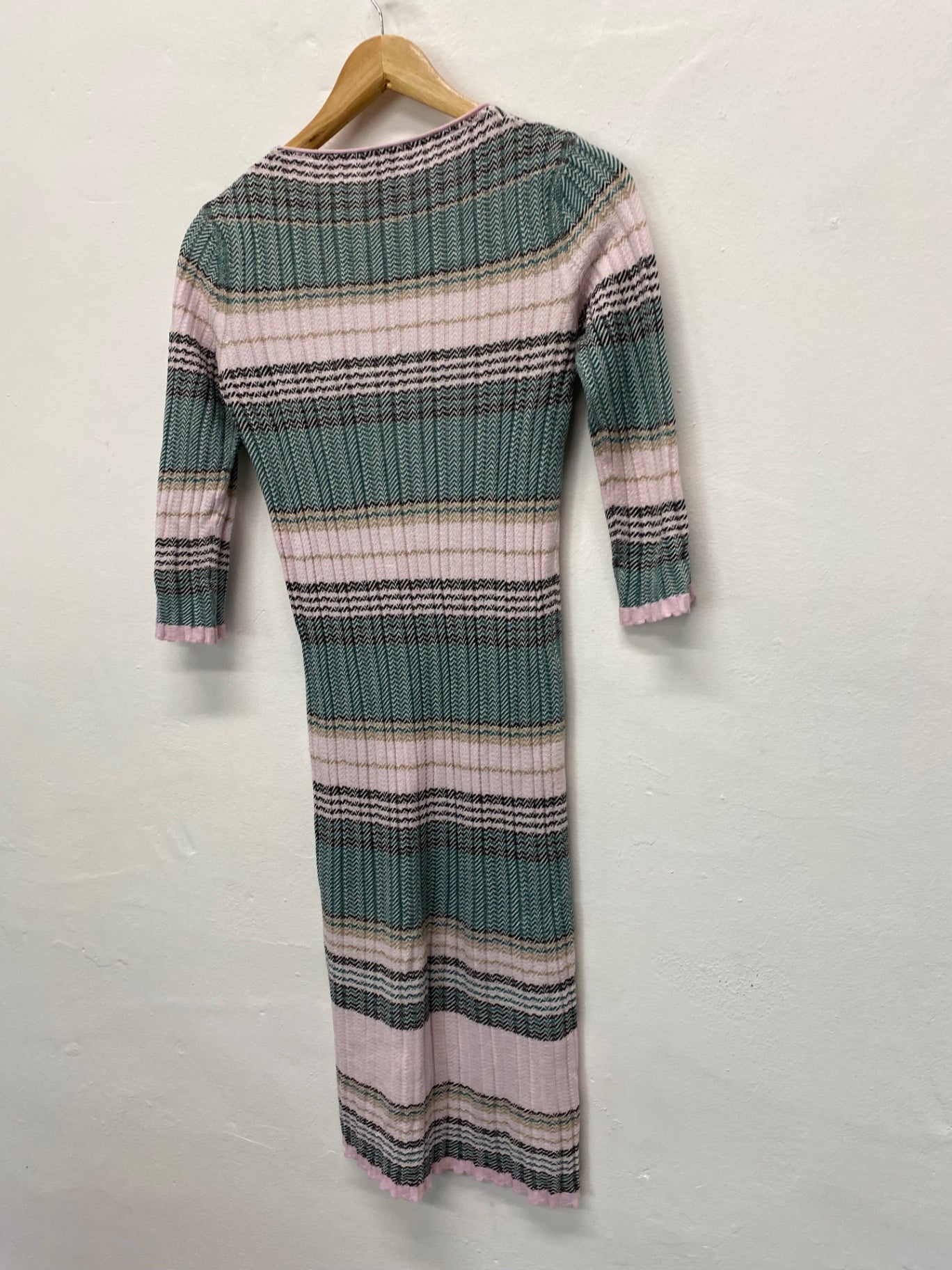 Fabulous PINKO striped knit stretch Midi Dress UKS Pinks KB001