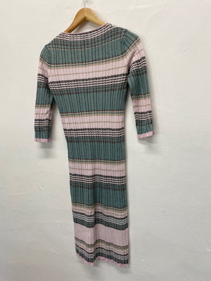 Fabulous PINKO striped knit stretch Midi Dress UKS Pinks KB001