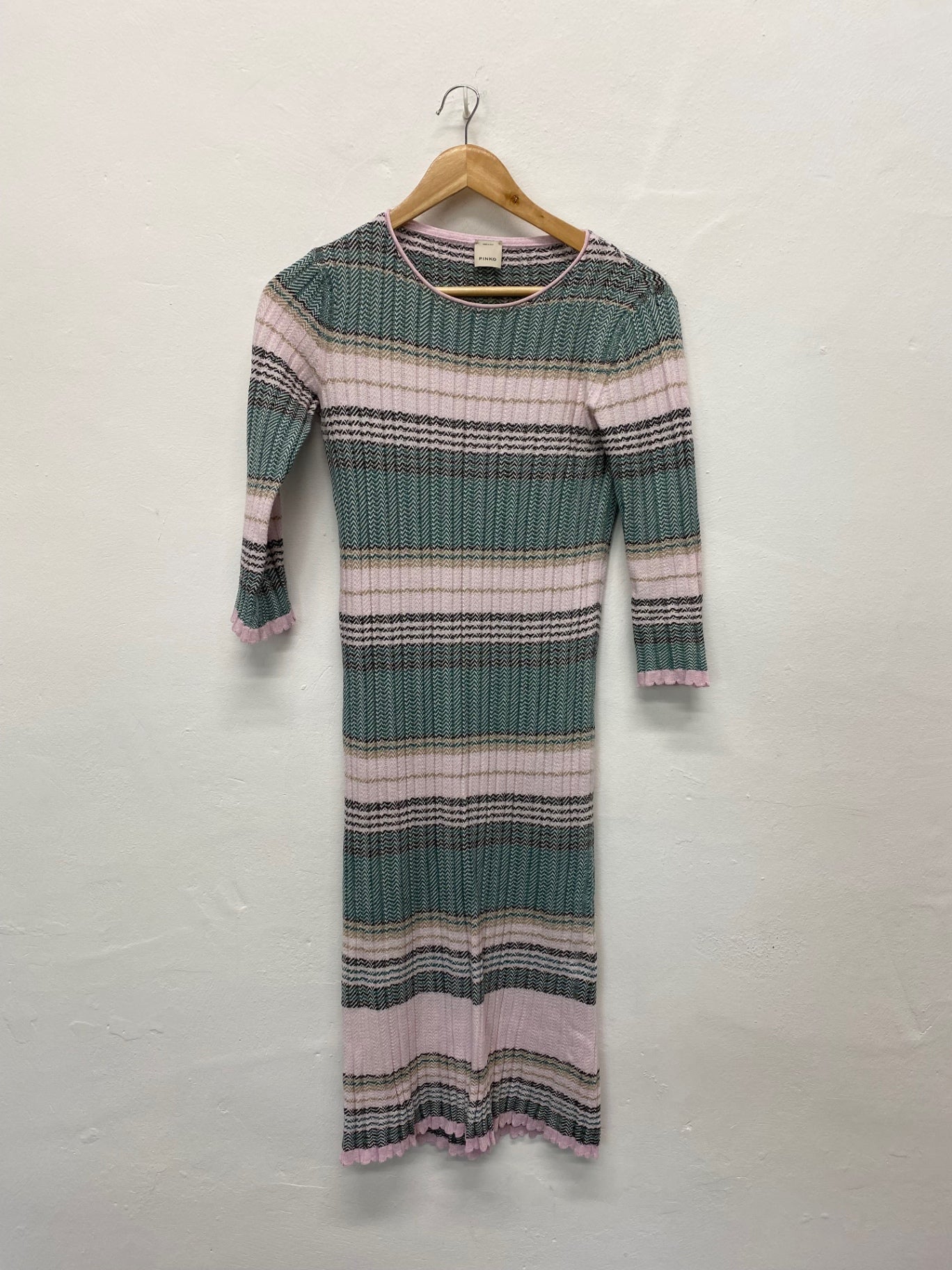 Fabulous PINKO striped knit stretch Midi Dress UKS Pinks KB001
