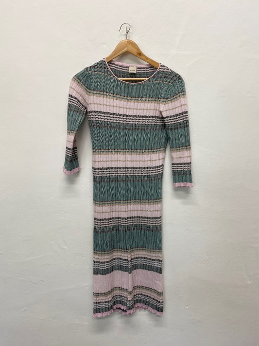 Fabulous PINKO striped knit stretch Midi Dress UKS Pinks KB001