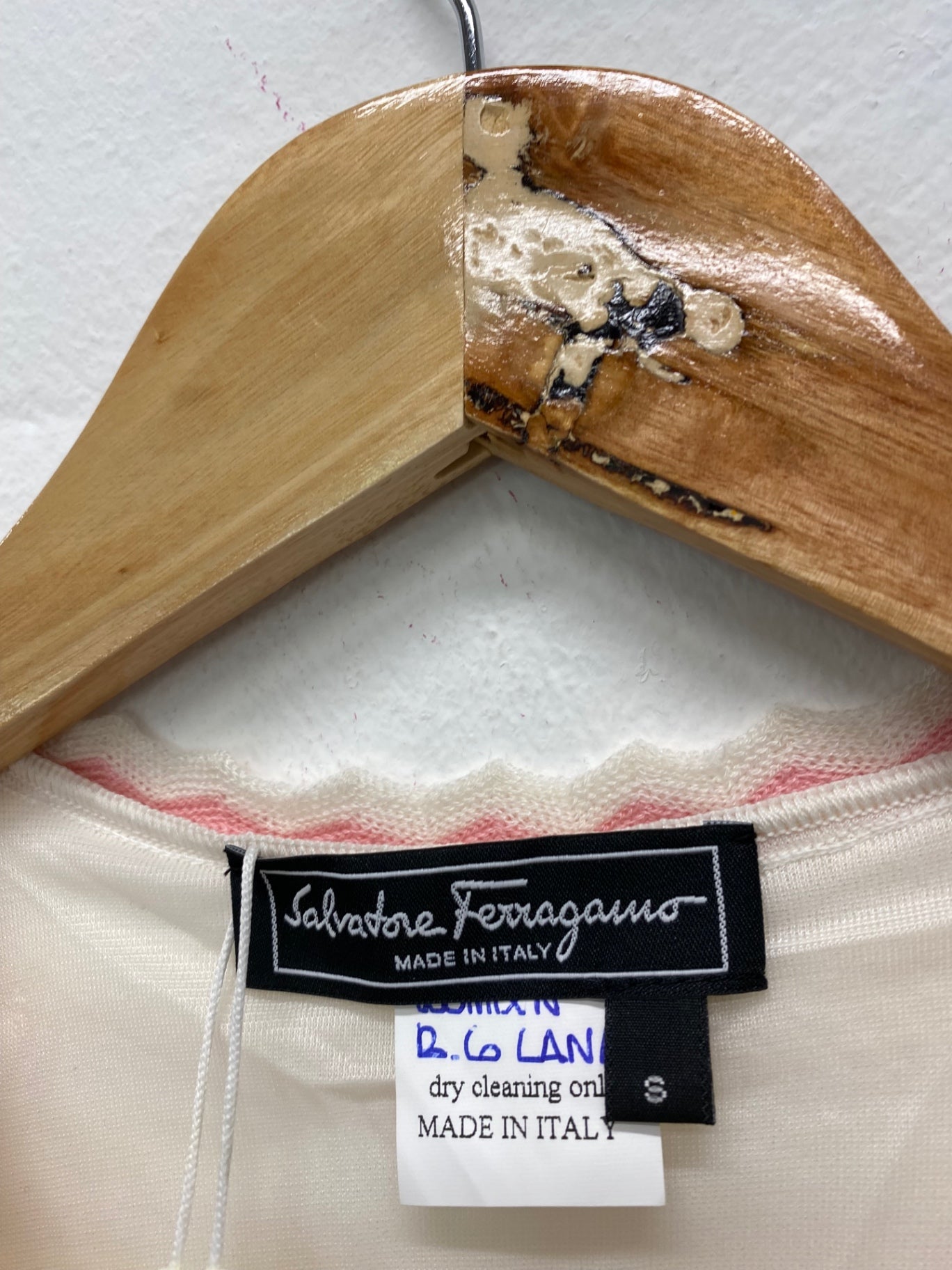 Fabulous Salvatore Ferragamo tiered knitted Dress UKS Cream Stunning KB001