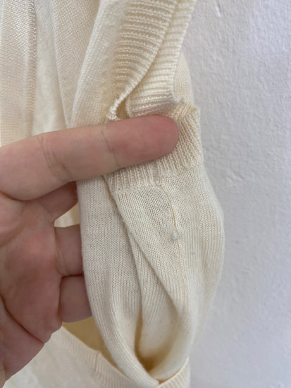 Fabulous Pringle Asymmetric Silk Wool Blend Cream Jumper UK S KB001