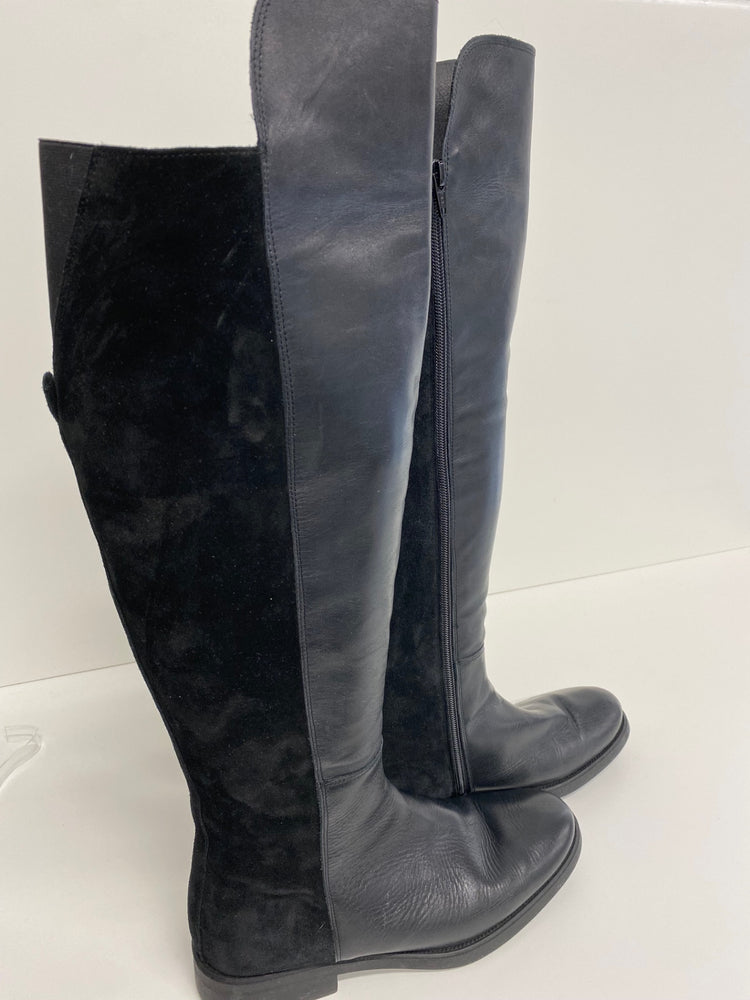Fabulous KMB over the knee leather  Boots UK6 Black Flat classics KB001