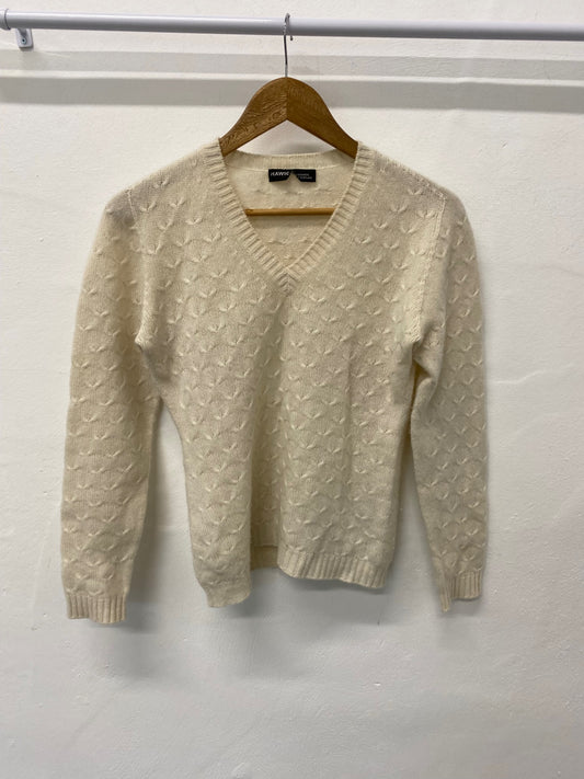 Fabulous Hawick Cashmere cream patterned Jumper UKS Cream KB001