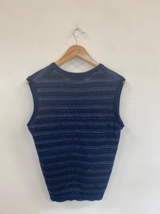 Classic Pringle of scotland Navy Mix Stripe Sweater UK S KB001