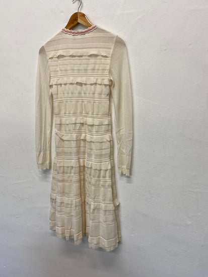 Fabulous Salvatore Ferragamo tiered knitted Dress UKS Cream Stunning KB001
