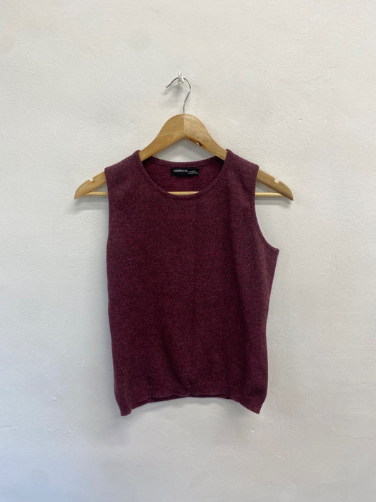 Fabulous Hawick Cashmere Sleeveless jumper UK S Burgundy KB001