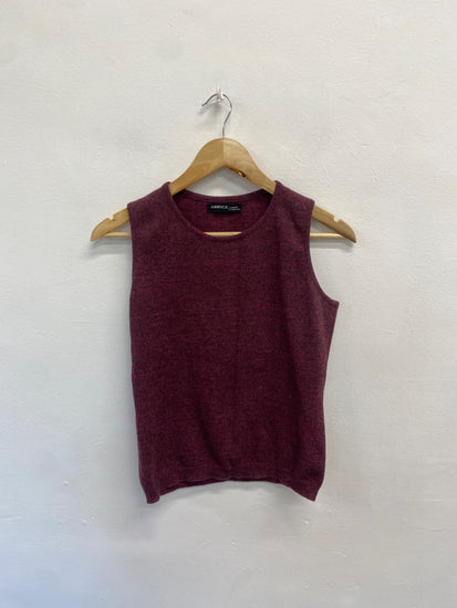 Fabulous Hawick Cashmere Sleeveless jumper UK S Burgundy KB001