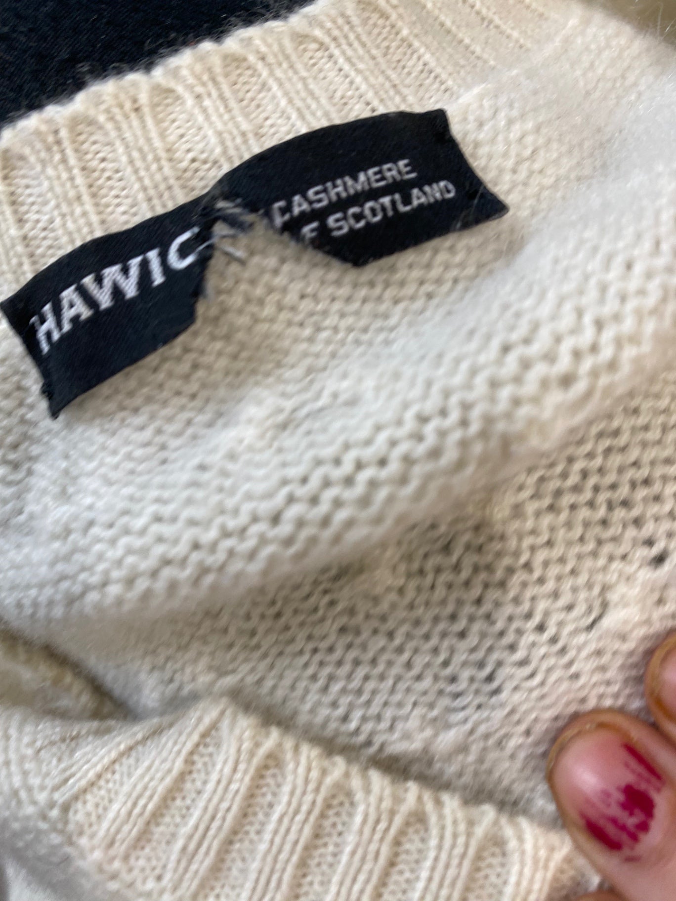 Fabulous Hawick Cashmere cream patterned Jumper UKS Cream KB001