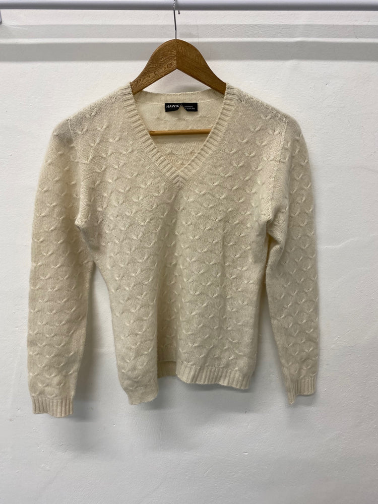Fabulous Hawick Cashmere cream patterned Jumper UKS Cream KB001
