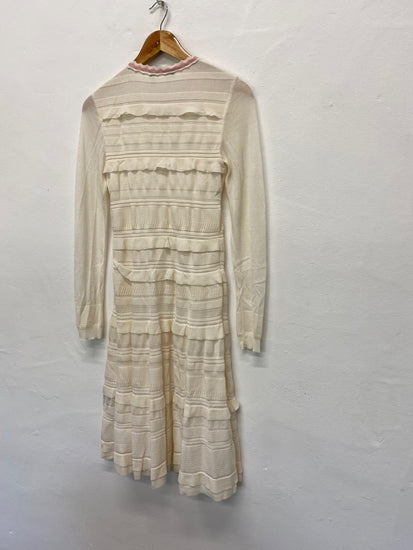 Fabulous Salvatore Ferragamo tiered knitted Dress UKS Cream Stunning KB001