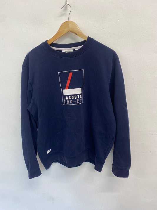 Classic Lacoste Sweater UK L Navy blue casual KB001