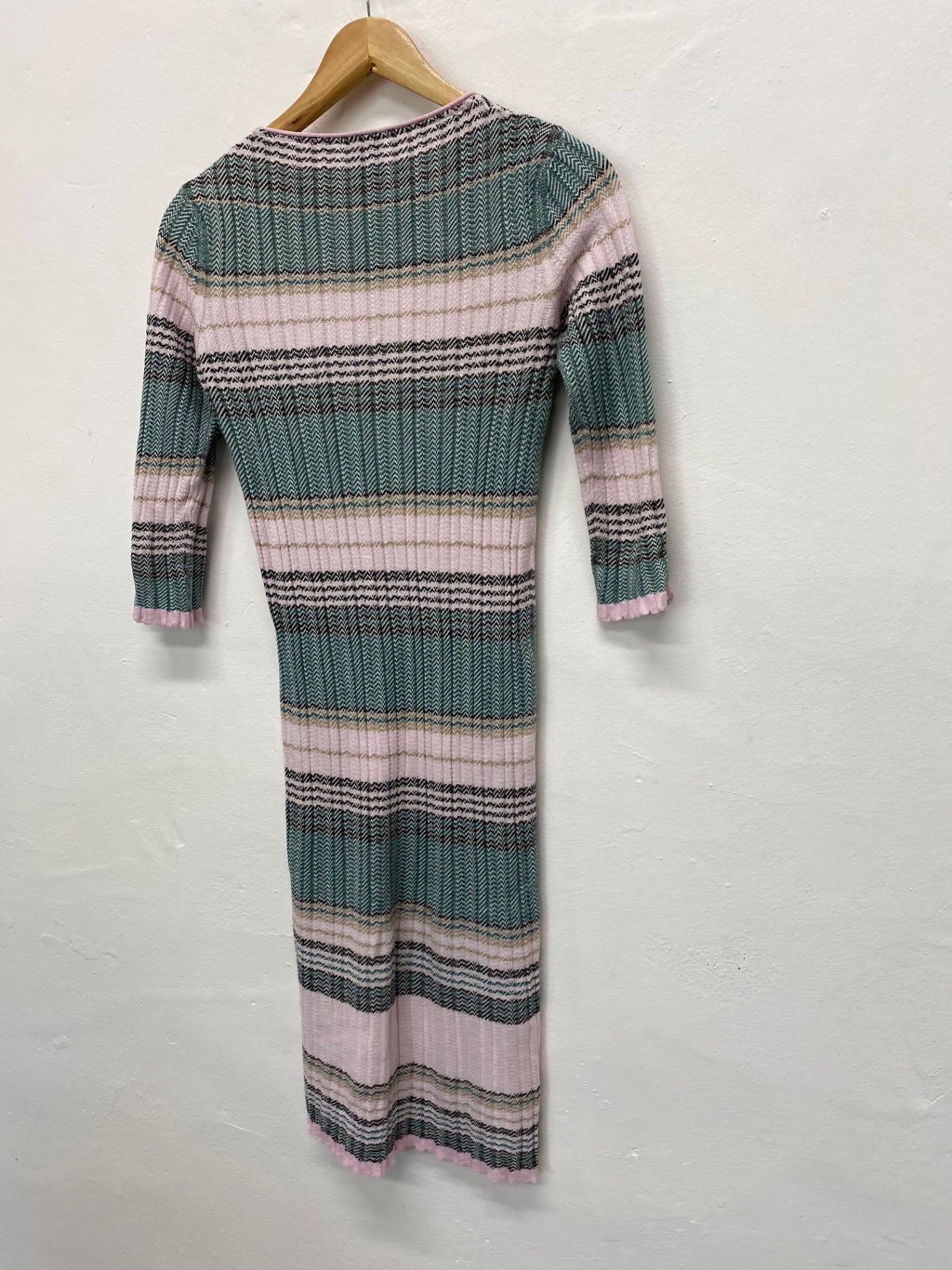 Fabulous PINKO striped knit stretch Midi Dress UKS Pinks KB001