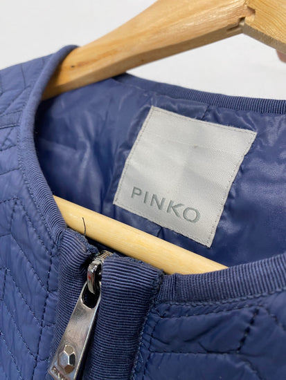Fabulous PINKO navy blue mid length Quilted coat Uk8 cosy KB001