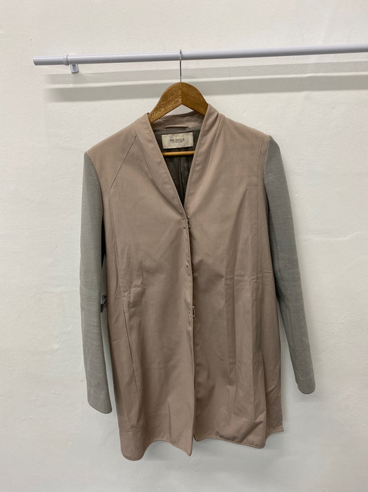 Fabulous PRINGLE Scotland smart midi coat UK10 Beige & Grey KB001