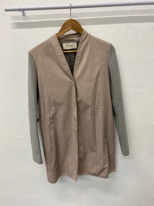 Fabulous PRINGLE Scotland smart midi coat  UK10 Beige & Grey KB001